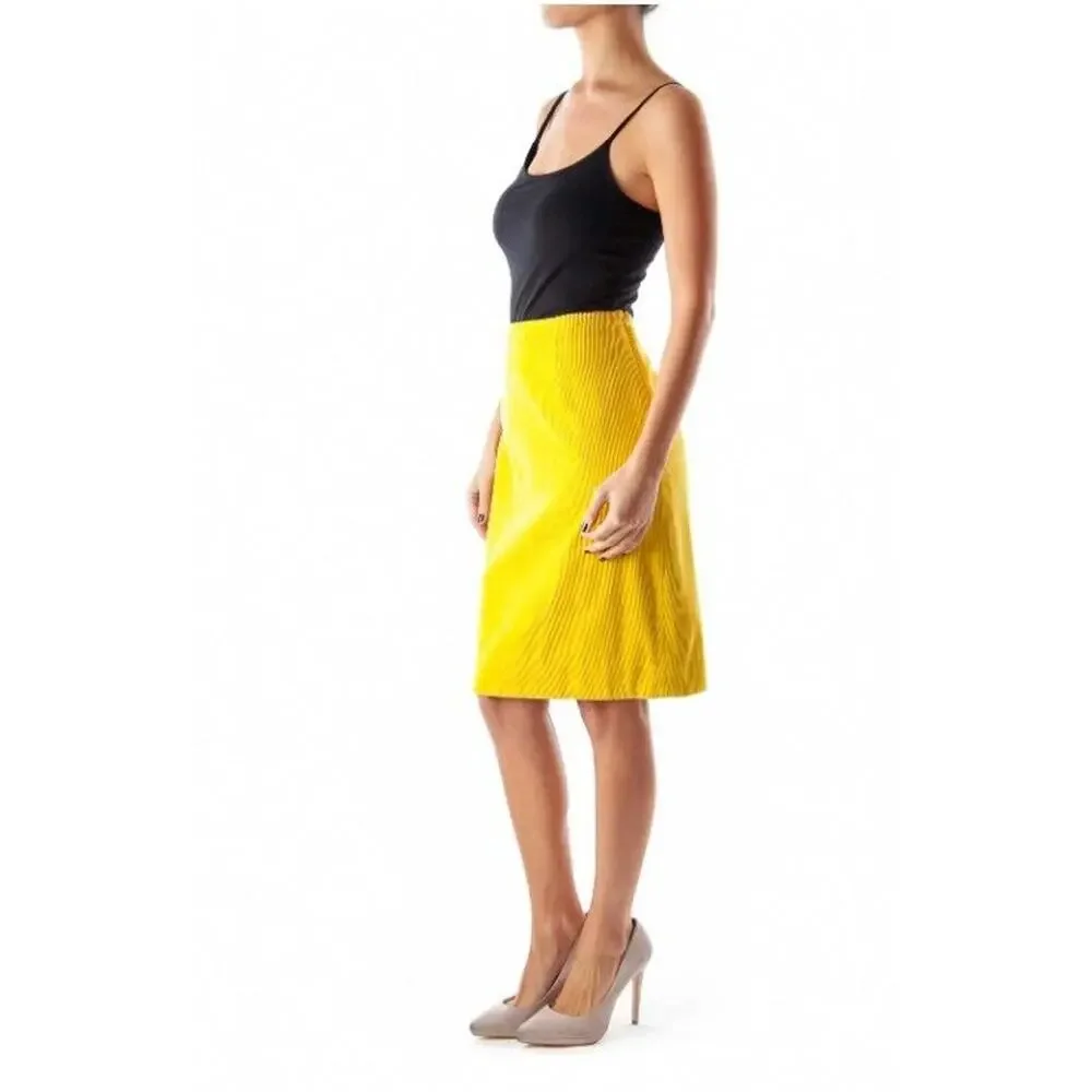 Anthropologie Maeve Yellow Corduroy Mini‎ Skirt Size 4 NWOT